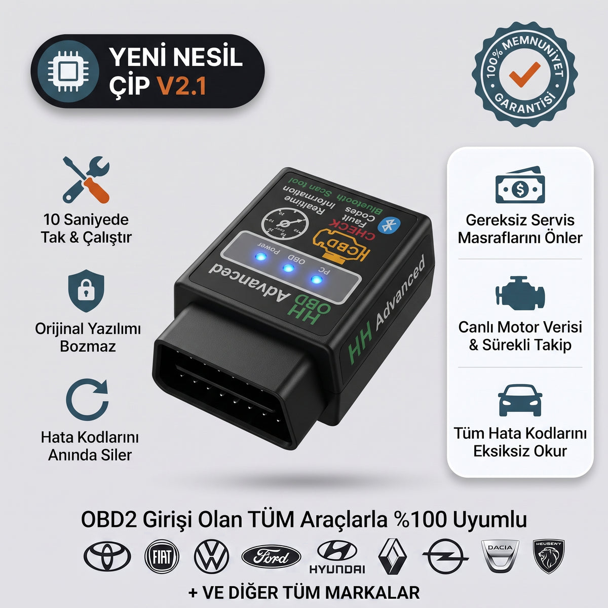 Otonabız Cep Servisi Bluetooth OBD2 Araç Arıza Tespit Cihazı